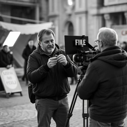 Carlo Vanzina durante la regia di un film