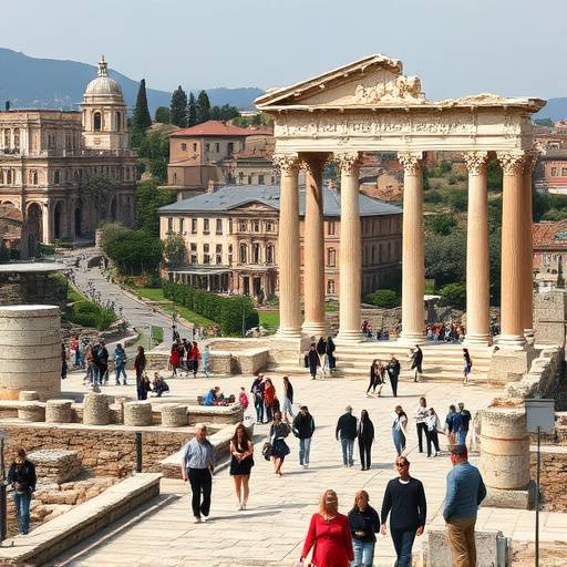 Scavi di Pompei con turisti