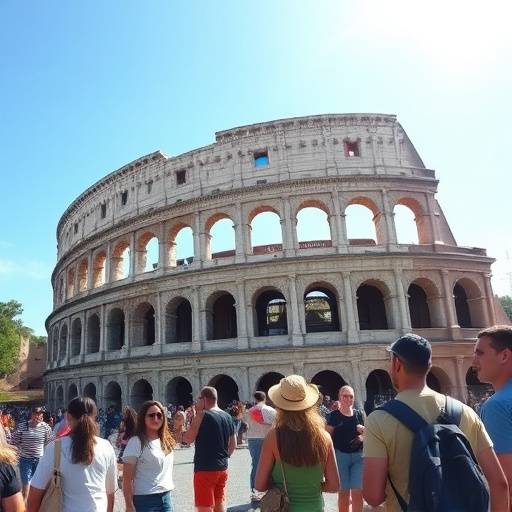 Turisti che visitano il Colosseo a Roma